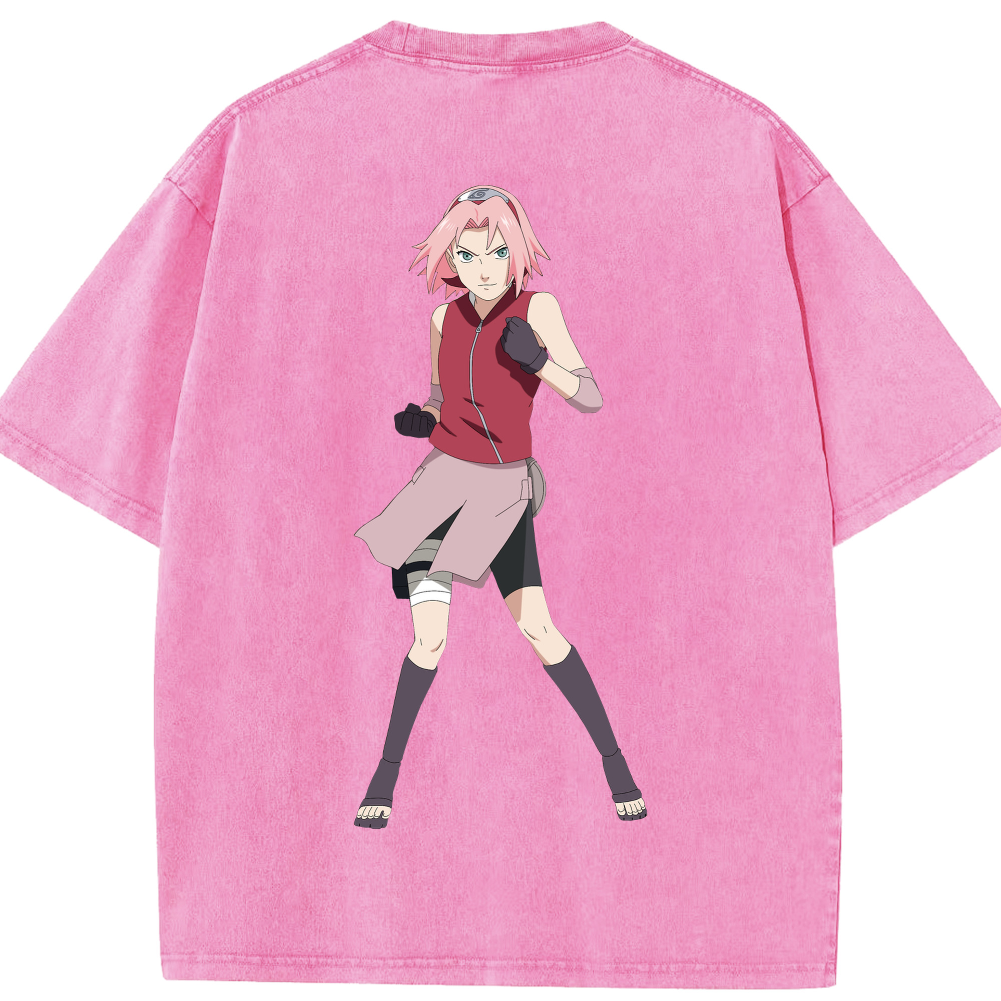 （画像用） NARUTO -ナルト- 春野サクラ Haruno Sakura 綿100% ヴィンテージ風 半袖Tシャツ（背面プリント）